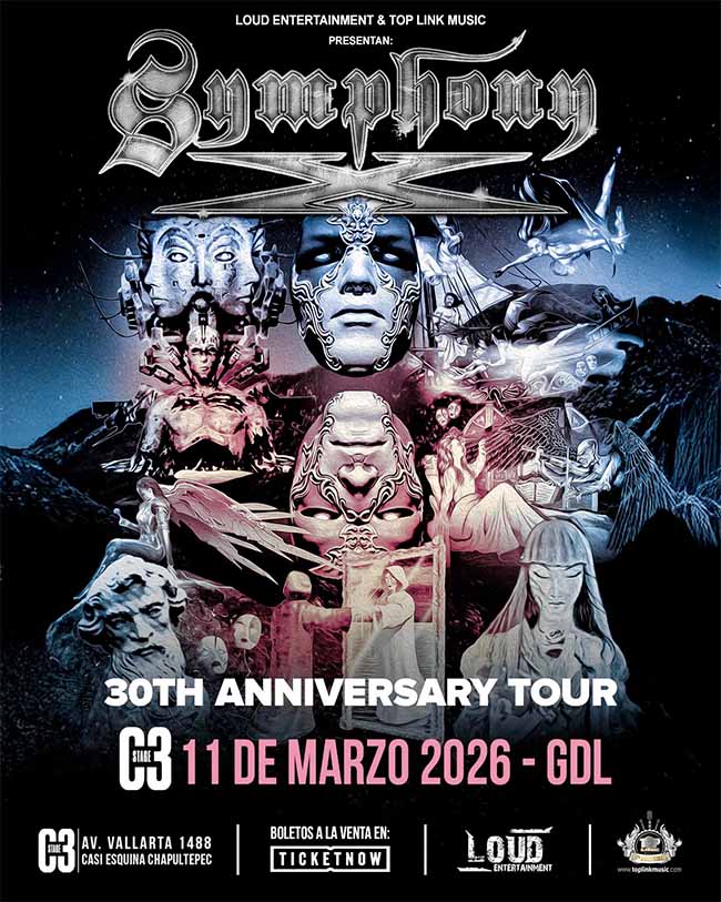 Flyer Symphony X Guadalajara 2026 - Symphony X en México