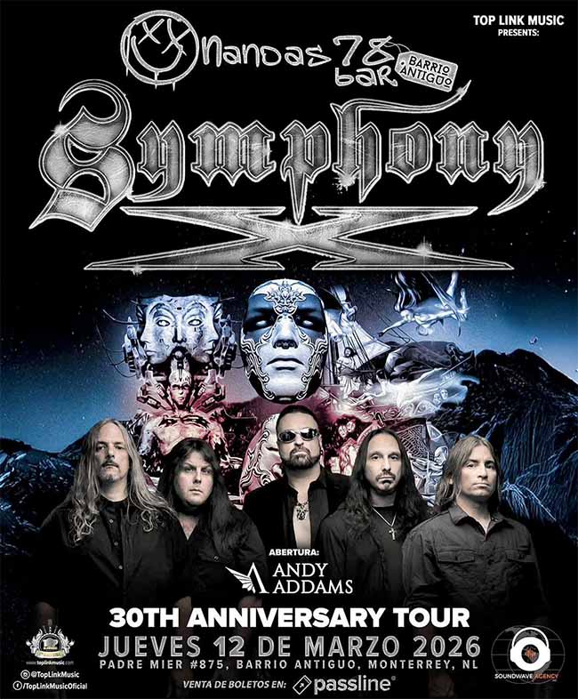 Flyer Symphony X Monterrey 2026 - Symphony X en México